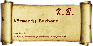 Körmendy Barbara névjegykártya