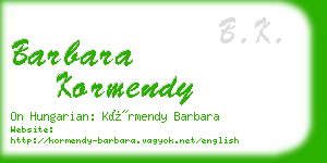 barbara kormendy business card